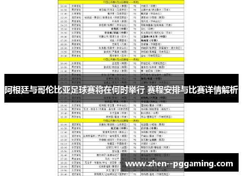 阿根廷与哥伦比亚足球赛将在何时举行 赛程安排与比赛详情解析 阿根廷与哥伦比亚足球赛将在何时举行 赛程安排与比赛详情解析